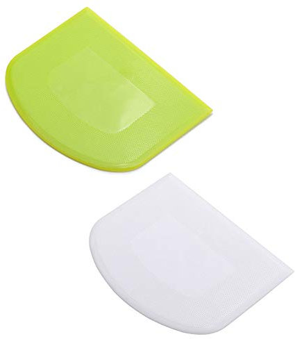 Lasenersm 2-Piece Plastic Dough Scraper, Food-Sculpting Tool, White & Green