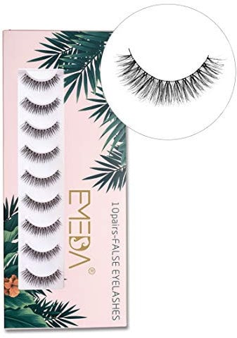 3D Falsche Wimpern 10 paare, natürliche 3D kurze Wimpern handgefertigte transparente stiel künstliche Wimpern für das tägliche Make-up von EMEDA (002)
