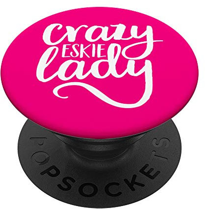 Crazy Eskie Lady ACF004e Dog Lover - PopSockets Ausziehbarer Sockel und Griff für Smartphones und Tablets