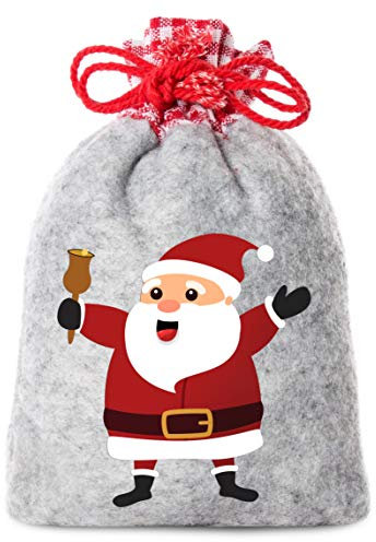 Nikolaus Säckchen 3er Pack in 12 x 20 cm – einzeln oder als Set - mit niedlichem Aufdruck für Kinder