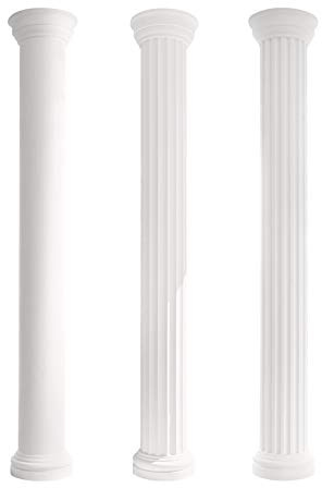 Halbsäule Komplettset | rund | glatt | harte Acryl Außenschicht | Fassade | Klassisch | Außendekor | Stuck | weiß | EPS | LC101H | 255 mm