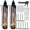 BricoLoco Kit Anclaje Adhesivo 2 Taco químico poliéster sin estireno 300 mm. + 5 cánulas + 10 tamices + 10 varillas + pistola. Bricolaje doméstico y profesional