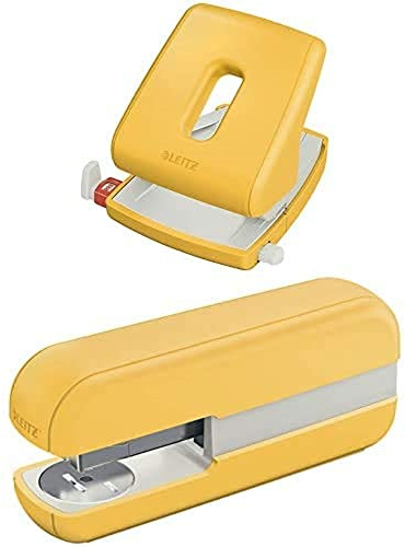 Leitz Heftgerät und Locher Set, für bis zu 30 Blatt, ideal fürs Home Office, Warmes Gelb, Cosy-Serie