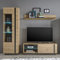 Lomadox Kleine TV-Wohnwand mit LED-Beleuchtung in Eiche Artisan Nb. mit Absetzungen in Graphit grau, B/H/T: ca. 208/194/40 cm