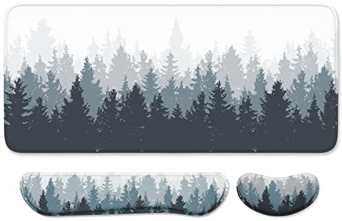 Auhoahsil Großes Mauspad mit Handgelenkstütze 3er Set, Memory Foam Tastatur Handgelenkauflage + XXL erweitertes Gaming-Mauspad + Maus-Handgelenk-Pad, ergonomische Schreibtischunterlage für Damen