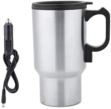 Edelstahl-Heizbecher, 12 V, 450 Ml, Elektroauto, Heizung, Kaffee, Milch, Becher, Wärmflasche, Kompakt, Elektroauto, Feuerzeug, Wasserkocher, Heizbecher, Kaffee, Tee, Auto, Tasse, Becher für Reisen, Pi