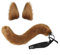 Halloween Cosplay Kostüm Katze Ohren und Schwanz Set, Kunstpelz Tier Katze Fuchs Langen Schwanz Ohren Kit Halloween Tier Thema Party Kostüm Cute Hair Clips Party Requisiten (Beige)