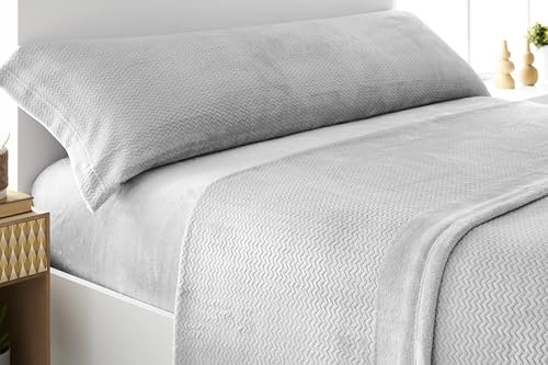 Liniva Home - Juego de Sábanas Coralina Jacquard, térmica para Invierno - Modelo Loren (10911, Perla, Cama 150 cm)