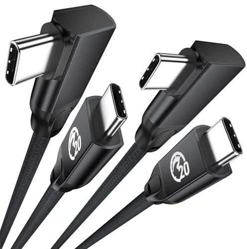 UseBean Cable USB C a USB C 100W 2M (2-Pack), 90 Grados USB 3.2 Gen2x2 20Gbps Transferencia Datos Carga rápida PD,Monitor de video Cable tipo C,para iPhone 15 iPad Pro/Air MacBook Galaxy S24