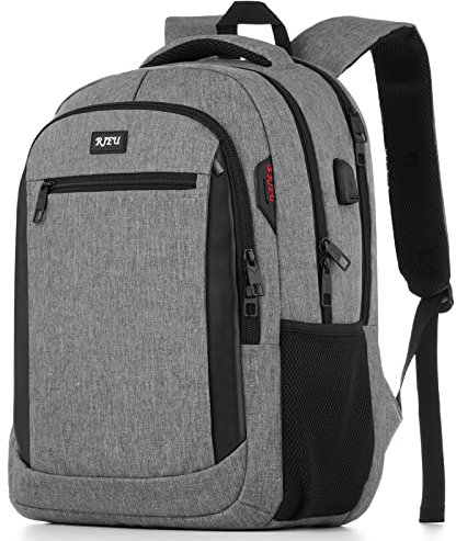 RJEU Schulrucksack Mädchen Jungen Teenager, Rucksack Damen Herren für 15.6 Zoll Laptop Rucksack Daypacks mit USB Ladeanschluss