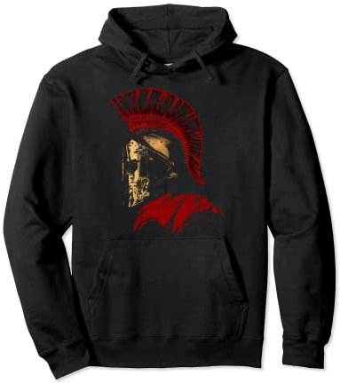 Spartanischer Soldat Korinthischer Helm Leonidas Red Cape Warrior Pullover Hoodie