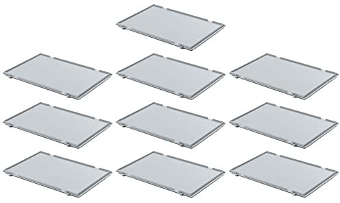 PROREGAL SuperSparSet 10x Scharnierdeckel für Eurobehälter | HxBxT 2,7x30x40cm