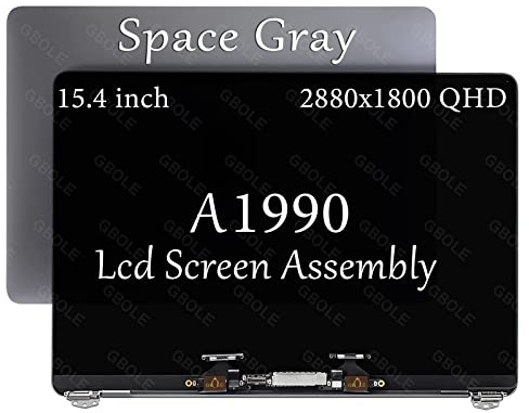 GBOLE A1990 Bildschirm Ersatz für MacBook Pro A1990 Mitte 2018 2019 | EMC 3215 3359 LCD-Bildschirm Assembly 661-10355 (Space Gray)