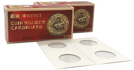 PCCB MINGT 100 Pezzi 26.5MM Porta Monete in Cartone Bianco, Protezione, Esposizione e Conservazione, Taschine per Monete 2 cm x 2 cm per Forniture e Collezioni di Monete