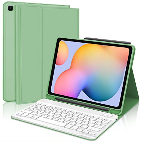 IVEOPPE Funda Teclado Samsung Galaxy S6 Lite 10.4 2024/2022/2020, Cover Teclado Español Ñ Bluetooth Desmontable para Samsung Tab S6 Lite (SM-P620/P625/P610/P615/P613/P619), Verde Hierba