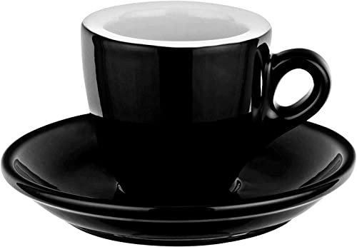 MY Obsession Tazzina caffè espresso espresso 56 ml – Extra Spessa Parete Nero/Bianco Design Italiano Porcellana Confezione Regalo