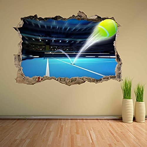 Wandaufkleber Tennis Ball Serve Ace Hard Court 3D Wall Sticker Mural Decal Kids Room DecorMöbel & Wohnen, Dekoration, Wandtattoos & Wandbilder 50x75cm