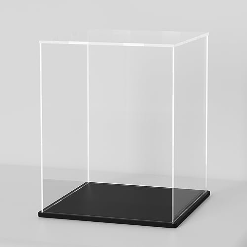 Vitrine, 8x8x9,6 Zoll rechteckige Acrylboxen zur Präsentation, klare Vitrinen mit mattem schwarzen Boden und Deckel für Sammelobjekte und Figuren