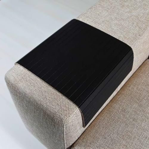 ABACHI WOOD–Bandeja de Madera Natural para sofá, Resistentes al Calor–Soporte de Bebidas y Aperitivos para reposabrazos–Posavasos, Decoración del Hogar y Regalos, (42 x 32 cm) (Negro)