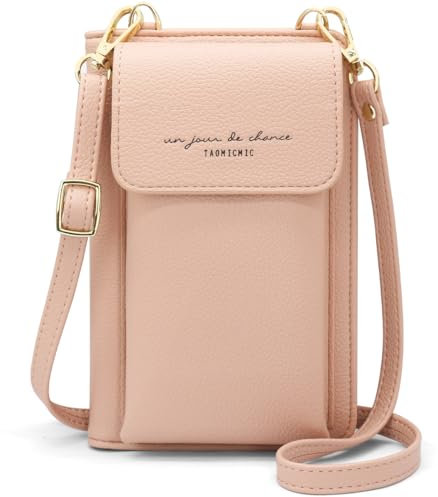 YERUUE Borsa Portacellulare Donna Con Tracolla Regolabile e Staccabile, Piccola in Pelle PU per Telefoni Sotto i 7 Pollici (Rosa)