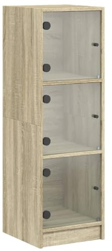 vidaXL Highboard mit Glastüren Sonoma-Eiche 35x37x109 cm