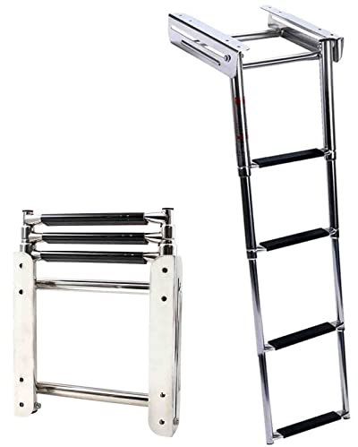 Boot Badeleiter 3/4-Schritt Dock-Leitern Heavy Duty Edelstahl Ponton Teleskopleiter, Slide Mount Für Unter Plattform Dock Pool RV Yacht Boot