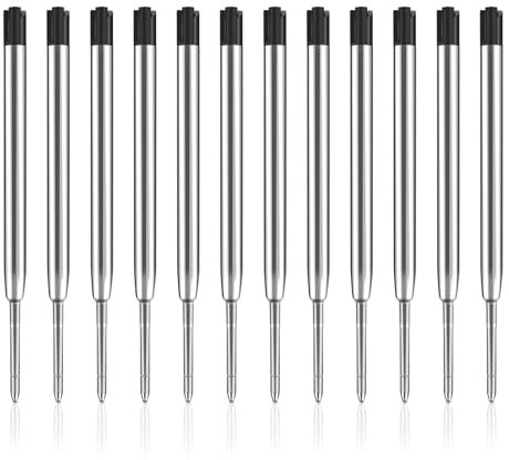 12 Stück Kugelschreiber Minen Großraumminen Für Kugelschreiberminen Metall Ersatzminen Ballpoint Pen Refill Kugelschreiber Patrone Für Verbrauchte Nachfüllungen Zu Ersetzen Schreibfarbe Schwarz
