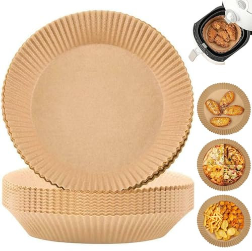 Air Fryer Liners 100 PCS | 6.3 Inch Round Air Fryer Paper Liners | Air Fryer Disposable Paper Liner, Oil-Proof,Water-Proof, Food Grade Parchment Paper for Baking Roasting Microwave