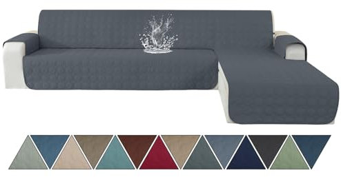 Ystyle Couch Überzug L Form 2 Sitzer wasserdichte, Sofa Cover L Shape Reversibel Universal, Sofabezug Ecksofa L Form Waschbar, Couchbezug L Form Kratzfester Für Katze Hund, Dunkelgrau