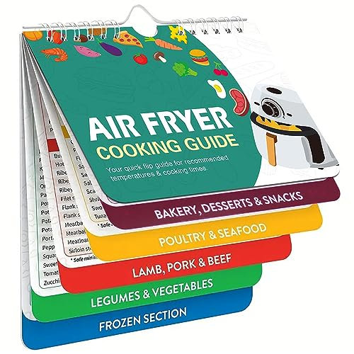Air Fryer Cheat Sheet Magnets Cooking Guide Booklet - Over 200 Foods Air Fryer Cooking Times Chart Conversion Reference Chart Set, Air Fryer Cooking Times Chart