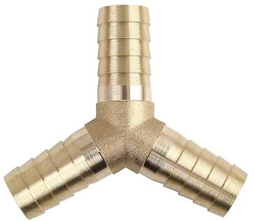 TOP-VIGOR Raccord cannelé en laiton de 19 mm, 3 voies en forme de Y pour tuyau de carburant, tuyau de jardin, raccord cannelé pour eau, carburant, gaz, air, huile