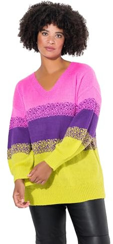 Angel of Style Damen große Größen Übergrößen Plus Size Pullover, Oversized, Colorbocking, Seitenschlitze hibiskuspink 50+ 835198510-50+