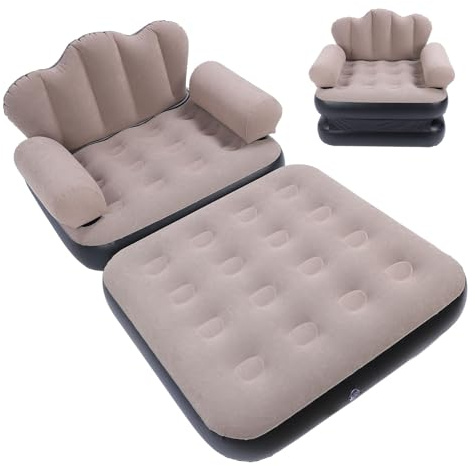 VBESTLIFE Aufblasbarer Stuhl, Luftcouch, Faltbare Camping-Luftmatratze, Aufblasbares Schlafsofa mit Rückenlehne,178 * 64cm, Kaffeefarbe
