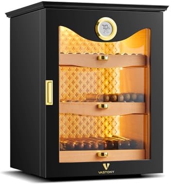 Vastony LED Zigarren Humidor Schrank Peruanische Zeder Präzisions-Hygrometer Elegantes Geschenk für Zigarrenliebhaber