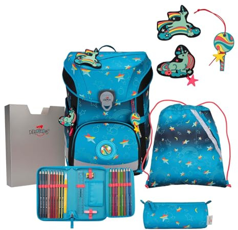 DerDieDas Schulranzen Set 5-TLG. ErgoFlex Easy LED Rainbow Star