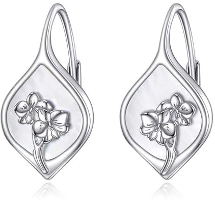 ONEFINITY Orchid Earrings 925 Sterling Silver Orchid Dangle Earrings Flower Jewelry For Women