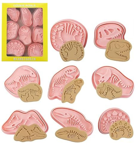 Molde de galletas de dinosaurio fósil, máquina de corte de galletas de dinosaurio, molde de corte de galletas de hueso de dinosaurio de dibujos animados, molde de sello de dinosaurio 3D, herramienta