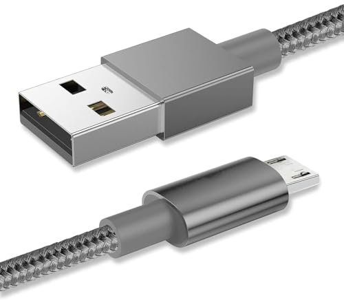World biz Micro USB Cable, 2M Micro USB Android 3.1A Fast Charger Cable Nylon Braided USB Micro Cord Compatible for Samsung S7/S6,Kindle Fire,Tablets,PS 4 Controller, Android Devices (Grey)