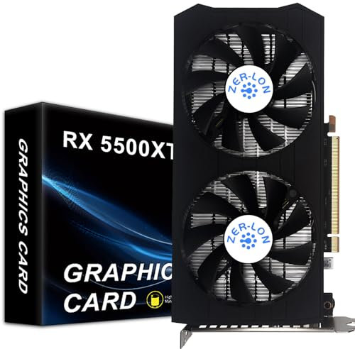 ZER-LON RX 5500 XT Graphics Card, 8GB 128 Bit GDDR6 PCI Express 4.0 X 8 Pc Gaming Video Card with Dual Cooling Fan, HDMI DP DVI-Output, Computer GPU for Office and Gaming