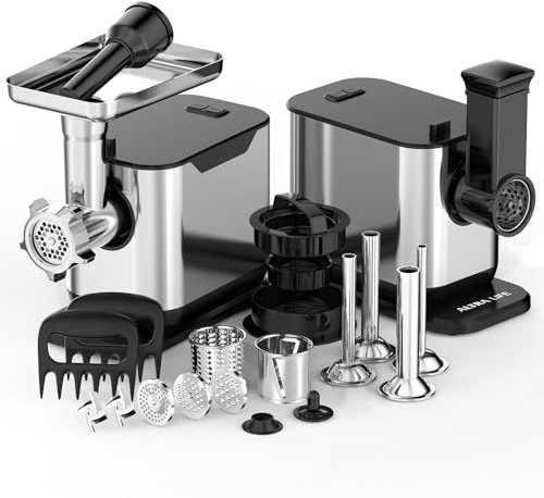 ALTRA LIFE #8 Meat Grinder, 3200W Max Electric Sausage Grater Rotary Cheese Grater with 3 Interchangeable Blades, 2 Blades, 3 Plates, Sausage Tube, Kibbe, Press