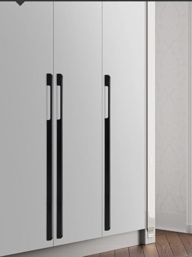 Tiradores Cocina largo Negro,Manijas para Gabinete Modernos,Aluminio Sólido | Superficie Anodizada,Mango en Proa Tiradores de Puertas de Armario 2 unidades- 768mm/30.2in