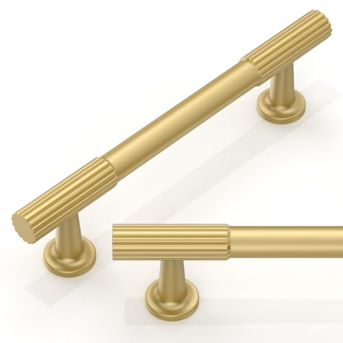 Talentedeco 10 Pack Brushed Gold Cabinet Pulls 3.75 Inch(96mm) Kitchen Cupboard Handles Cabinet Hardware for Drawer Pulls
