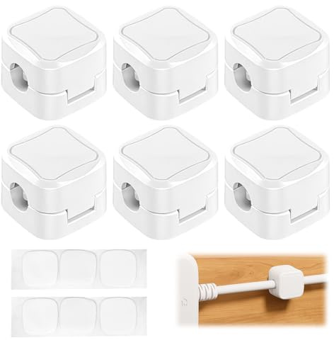 Magnetischer Kabelhalter 6 Stück, Kabel Organizer mit Starker Haftung, Kabelclips für Schreibtisch und Ladekabel, Datenkabel Halterung Ohne Bohren, Kabelmanagement Zubehör für USB, HDMI, Ladegeräte