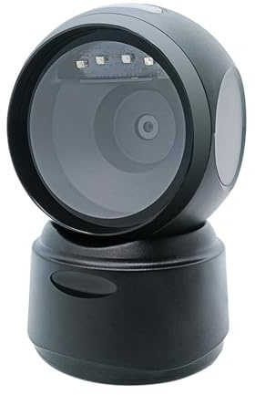 Plyisty Kabelloser Desktop-Barcode-Scanner, LED-Licht, Multi-Prompt, Freisprech-QR-Barcode-Leser, Bluetooth 5.0, für Supermarkt, Einzelhandel, Bibliothek, Lager