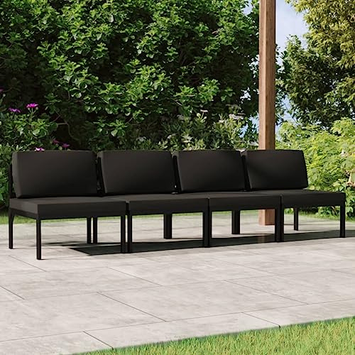 Ziaphsol Gartensofa 4-Sitzer mit Kissen, Aluminium Anthrazit, Modulares Outdoor Lounge Set, Wetterfest für Terrasse & Balkon, Robust