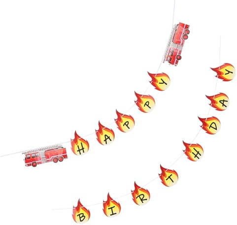 Papier Geburtstagsbanner Feuerwehrwagen 1 Satz für Kinder
