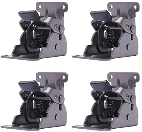 Lot de 4 supports de support pliables auto-bloquants de 0 à 90 degrés avec système de blocage et 40 vis pour charnière d'armoire de table, lit, armoire (noir)
