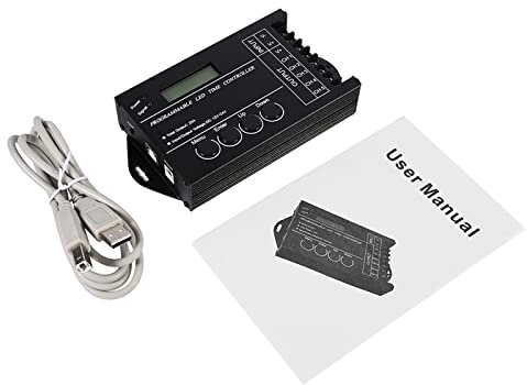 Controlador de tiempo LED programable, DC 12/24V 20A Temporizador Regulador de intensidad 5 canales Color ajustable con CD Cable USB para RGBW RGB Luz LED de doble color único