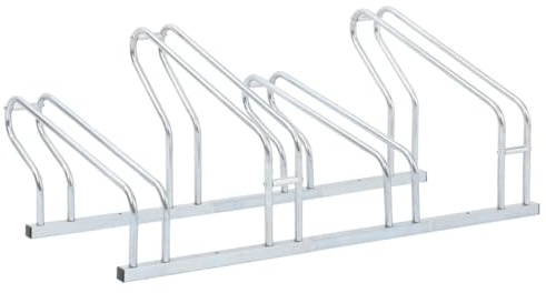Kaloriko Soporte para 4 bicicletas de acero galvanizado independiente, ahorra espacio con grillete a diferentes alturas, resistente, incluye material de fijación, adecuado para garaje, sótano, taller