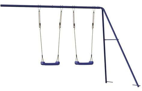 LoogCape Spielturm mit Rutsche und Schaukel Blau Polypropylen Garten Outdoor Kinder ab 3 Jahren, robustes Klettergerüst mit Befestigung Zubehör für Spielhaus, Sandkasten, Baumhaus, Kleinkinder